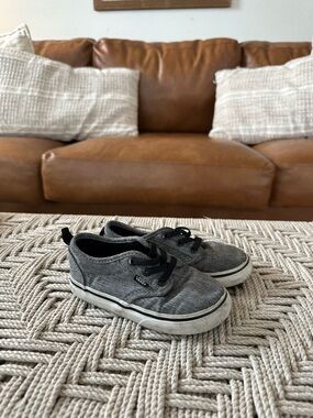 Vans Kids Charcoal Gray Canvas Lace-Up Sneakers